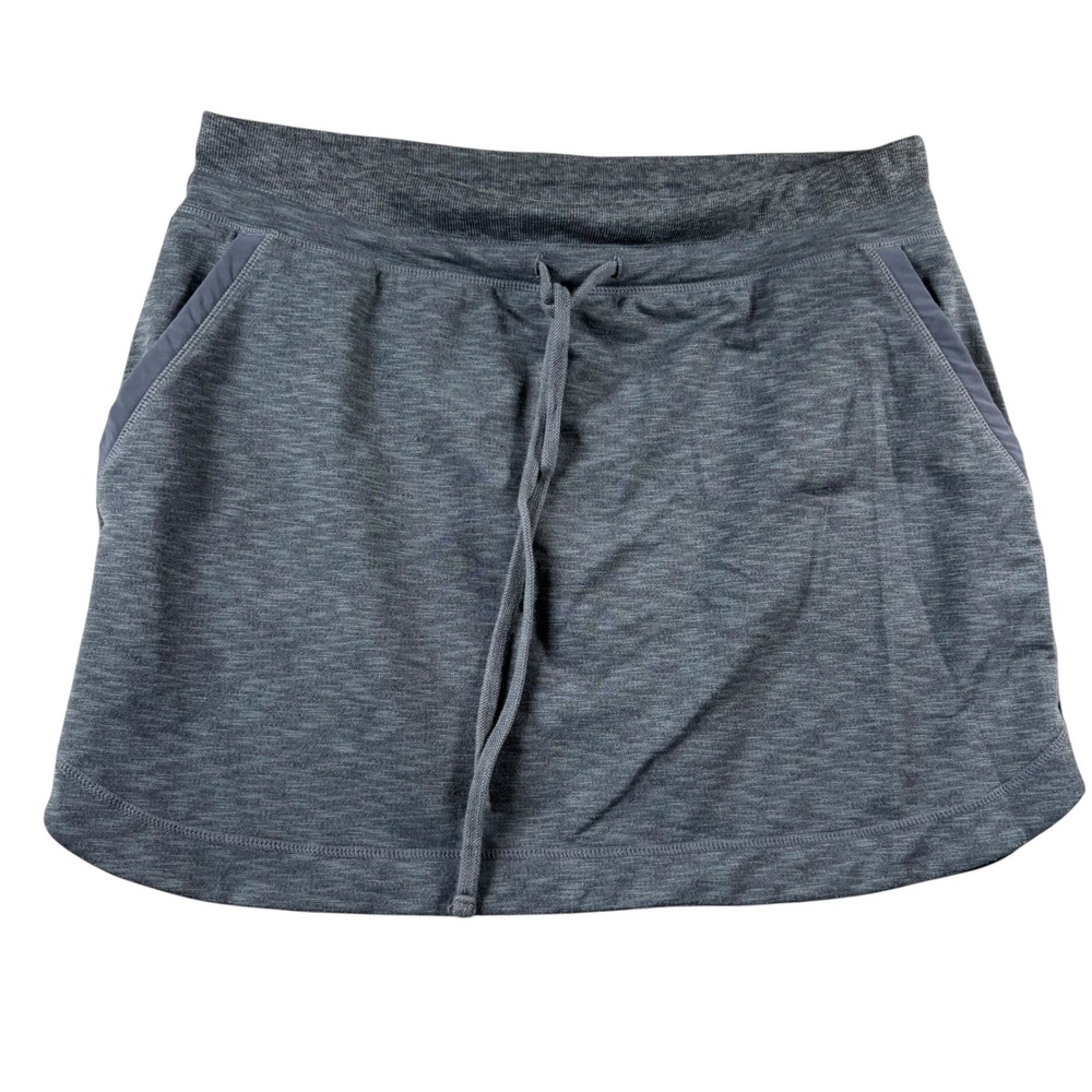 Athleta Skort Womens L Gray Heathered Drawstring Pockets Activewear Skirt